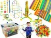 Słomki Konstrukcyjne, Klocki , Patyczki 1000 El, Kuferek, Świecące W Ciemności Nowa Wersja 3D