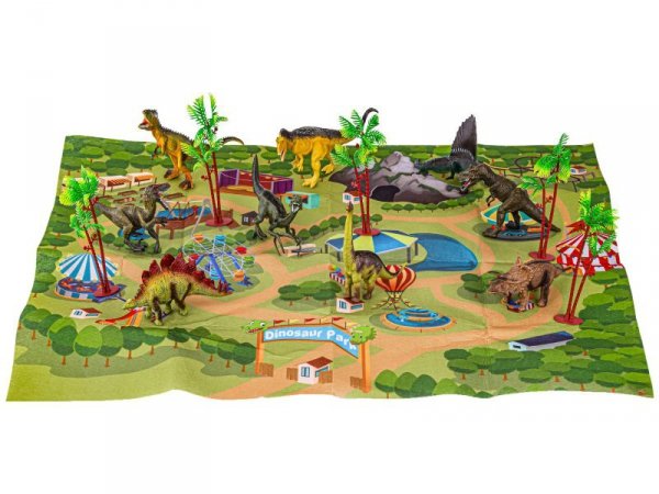 Zestaw Figurek Dinozaurów w kuferku + mata, Dinozaury 9 sztuk