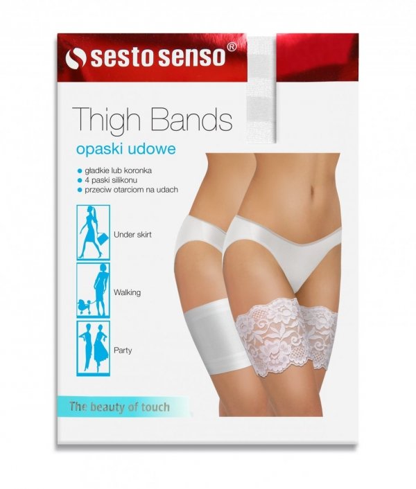 Opaska na uda Thigh Bands gładka biała maxi Sesto Senso