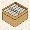 Bulk cardboard box containing 50 Standard Lieh bottles and caps