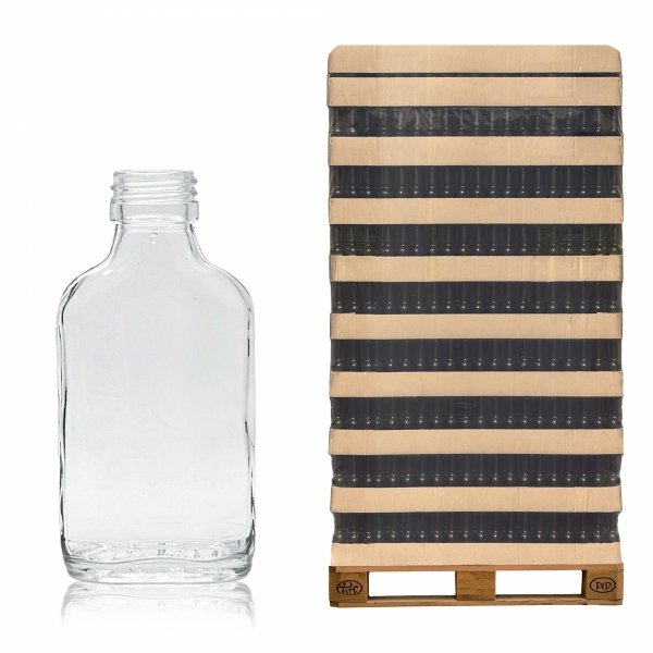 Szklana butelka PIERSIÓWKA 100 ml na alkohol – paleta 6156 szt. idealna dla hurtu.