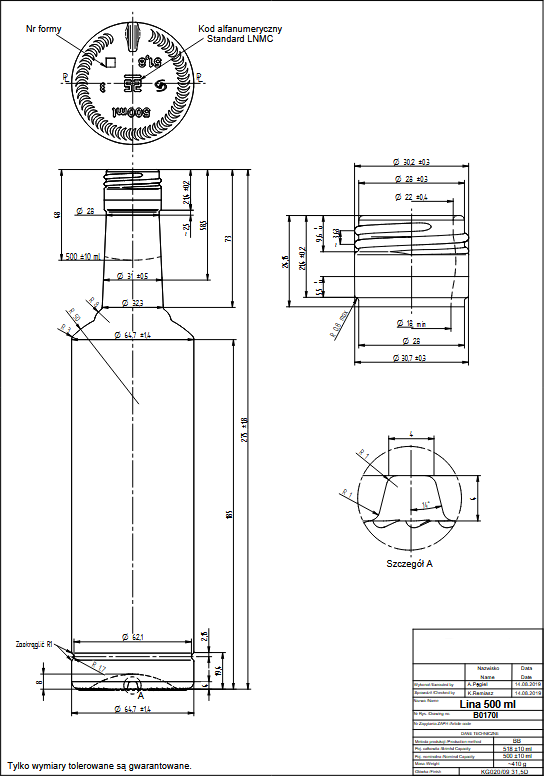 DGS Butelka Lina 500ml Gwint - Paleta 2142 szt