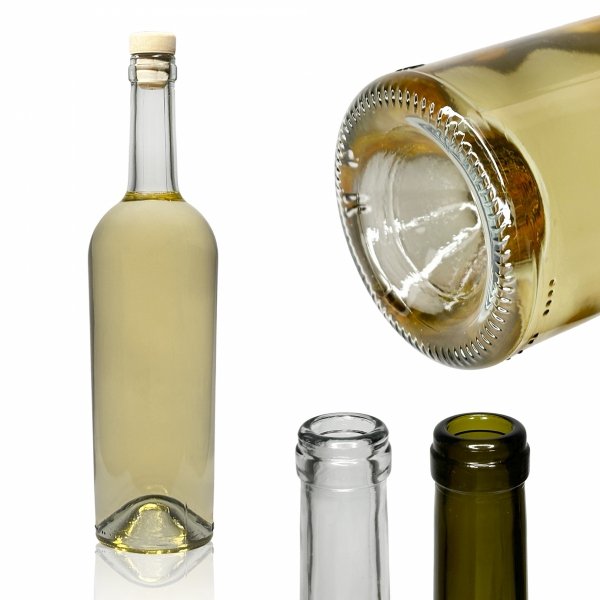 Elegancka butelka Bordeaux Gretta Light 750 ml ze szkła bezbarwnego na białym tle