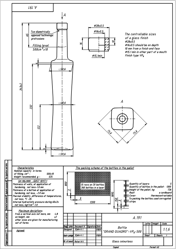 FSC Butelka Grand Quadra 500ml - Paleta 1300 szt.