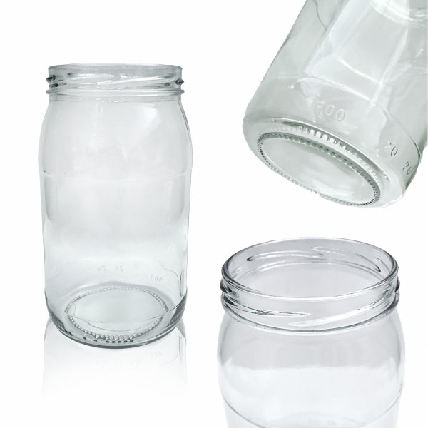 Box of 48 x 900 ml jars – top view with assorted honey lids