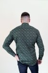 Koszula męska Slim CDR60 - 3D czarna w zielono-beżowy wzór