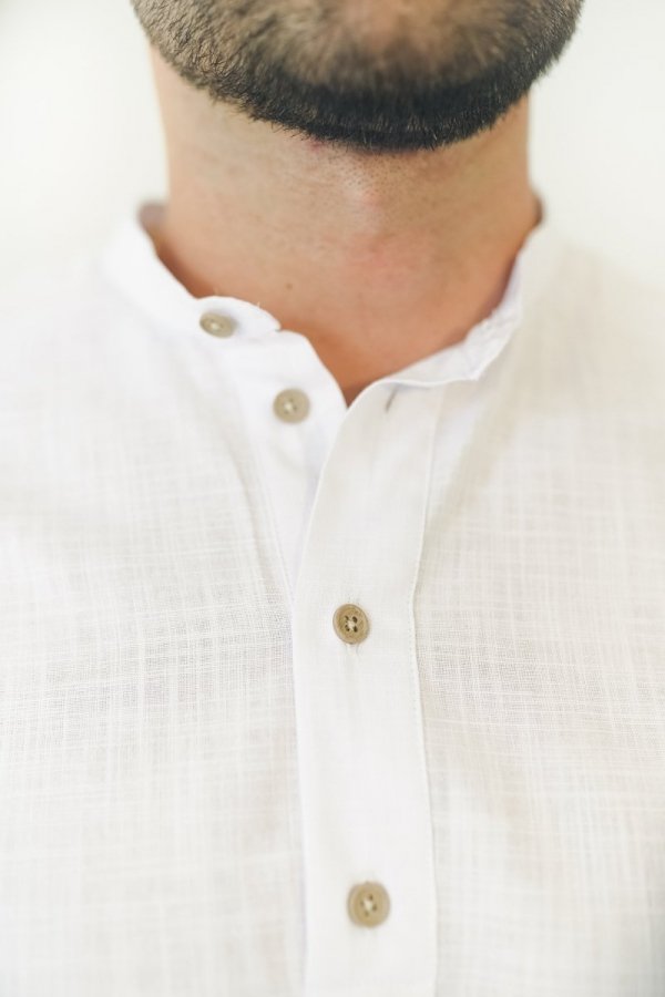 Koszula męska LH03 - lniana w kolorze białym