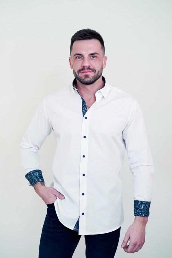 Koszula męska Slim DR937 - w kolorze białym