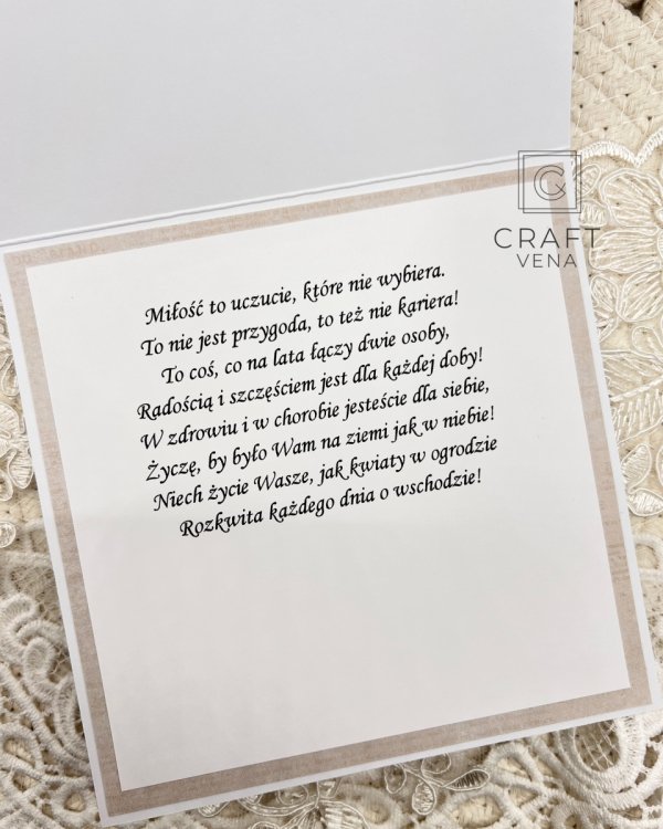 Elegancka kartka ślubna handmade z personalizacją