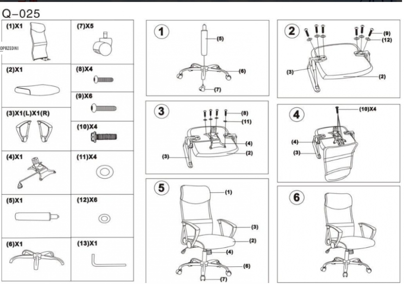 Fotel obrotowy Q-025 czarny instrukcja