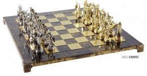 Ekskluzywne szachy mosiężne - Mitologia grecka  S4BMBRO 36x36cm