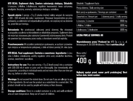 KFD BCAA 400g Malinowo - Jagodowy
