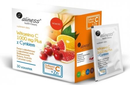 Medicaline Aliness Witamina C 1000mg z CYNKIEM 30 szaszetek PLUS bioflaw, rutyna, acer.
