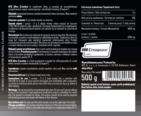 KFD Ultra Creatine 500 g Naturalny