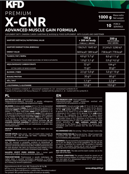 KFD X-Gainer 1000 g - Waniliowowo-truskawkowy