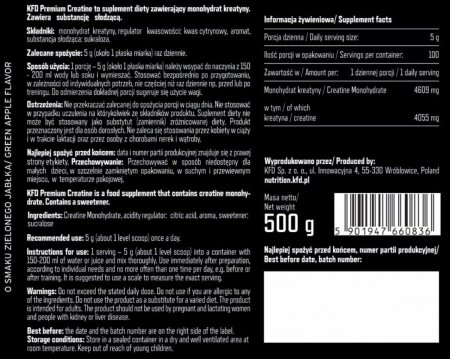 KFD Creatine 500 g - Zielone jabłko