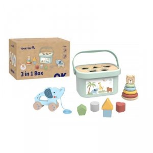 TOOKY TOY Pudełko Sorter Box 3w1 Klocki Piramidka Słonik