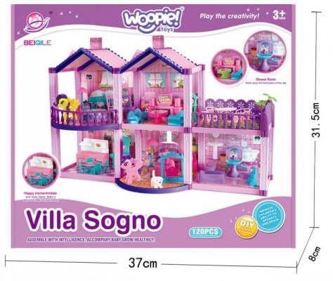 WOOPIE Domek dla Lalek Kucyków PONY FANTASY VILLA 120 el.