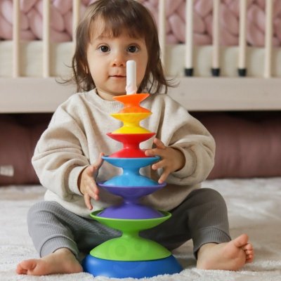 WOOPIE BABY Kolorowa Wieża Układanka Piramidka Edukacyjna 18m+