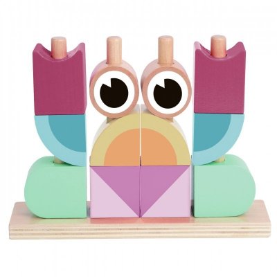 TOOKY TOY Krab Układanka Drewniana Stosy Klocki Bloki Pastelowy