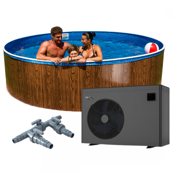 Basen kanadyjski Miami 3,6x1,2m Premium z inwerterową pompą ciepła Mr. Eco 5kW i bypassem
