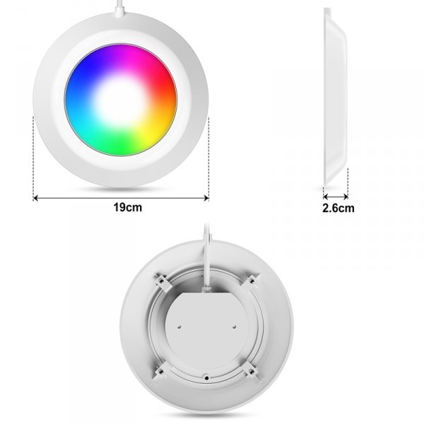 Magnetyczna lampa basenowa LED Poolsana RGB 10 W ze sterowaniem aplikacją + płytka metalowa