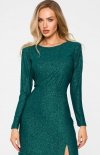 Długa brokatowa sukienka M719 zielona-1