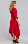 Asymetryczna długa sukienka czerwona K086 tył