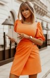 Bicotone sukienka wizytowa z broszką orange 2222-07