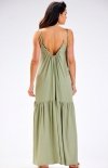 Awama A582 oversizowa letnia sukienka maxi zielona tył