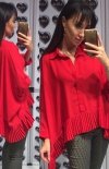 Oversizowa koszula z plisowaniem czerwona