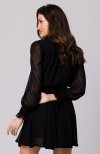 Makover szyfonowa sukienka z klinami czarna K168 tył
