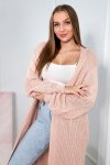 Sweter długi kardigan różowy-1