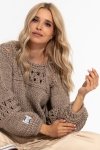 Fobya F1260 sweter chunky knit wełniany mocca-1