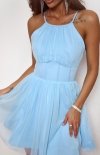Duet Sindi rozkloszowana sukienka tiulowa błękitna-1