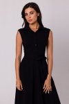 Bewear B261 rozkloszowana bawełniana sukienka czarna-1