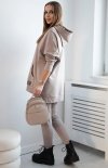 Komplet bluza z kapturem i legginsy ciemny beż tył