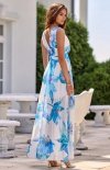 Szyfonowa sukienka maxi w kwiaty niebieskie 54D tył