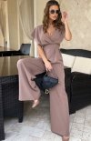 Bicotone elegancki kombinezon z zakrytymi ramionami cappucino