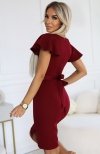 Numoco 479-7 NINA elegancka sukienka z kopertowym dekoltem, rękawkiem i paskiem tył
