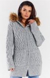 Awama A478 ciepły sweter z futerkiem szary-1