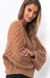 Fobya F1492 oversizowy sweter karmelowy