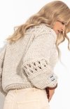 Fobya F1260 sweter chunky knit wełniany beżowy tył
