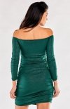 Awama A550 ołówkowa sukienka błysk zielona tył