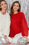 Czerwony oversizowy sweter Fobya F866