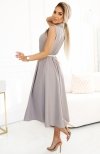Numoco 596-2 elegancka szmizjerka midi ze złotymi guzikami i paskiem tył
