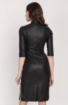 Skórzana sukienka czarna SUK178 tył