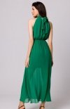 Makover K169 szyfonowa sukienka maxi zielona tył