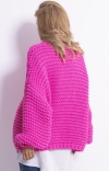 Ciepły sweter alpaka różowy F790 tył