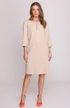 Stylove S394 sukienka z łezką w dekolcie beżowa 